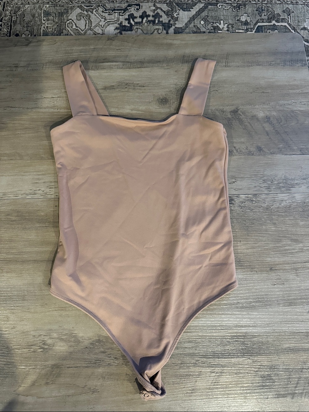 Abercrombie Square Neck One-Piece Bodysuit in Blush Pink
